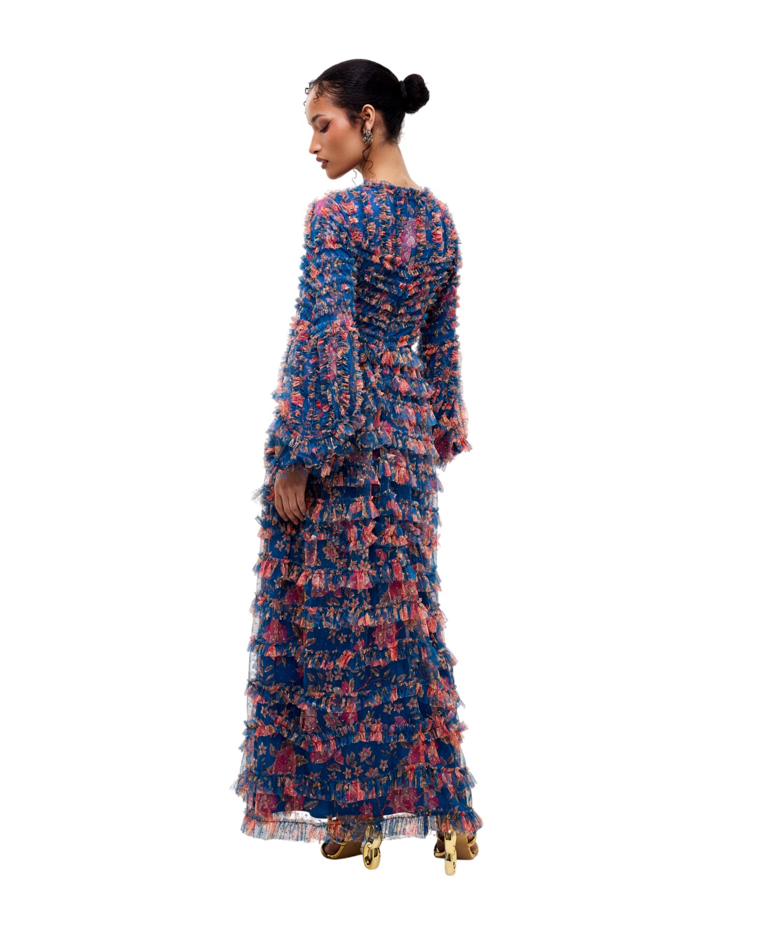 Women's Floral Long-Sleeve Maxi Dress