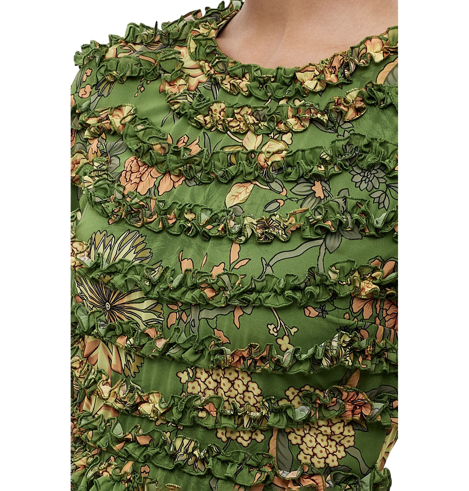 Women's Floral Ruffle A-Line Maxi Dress