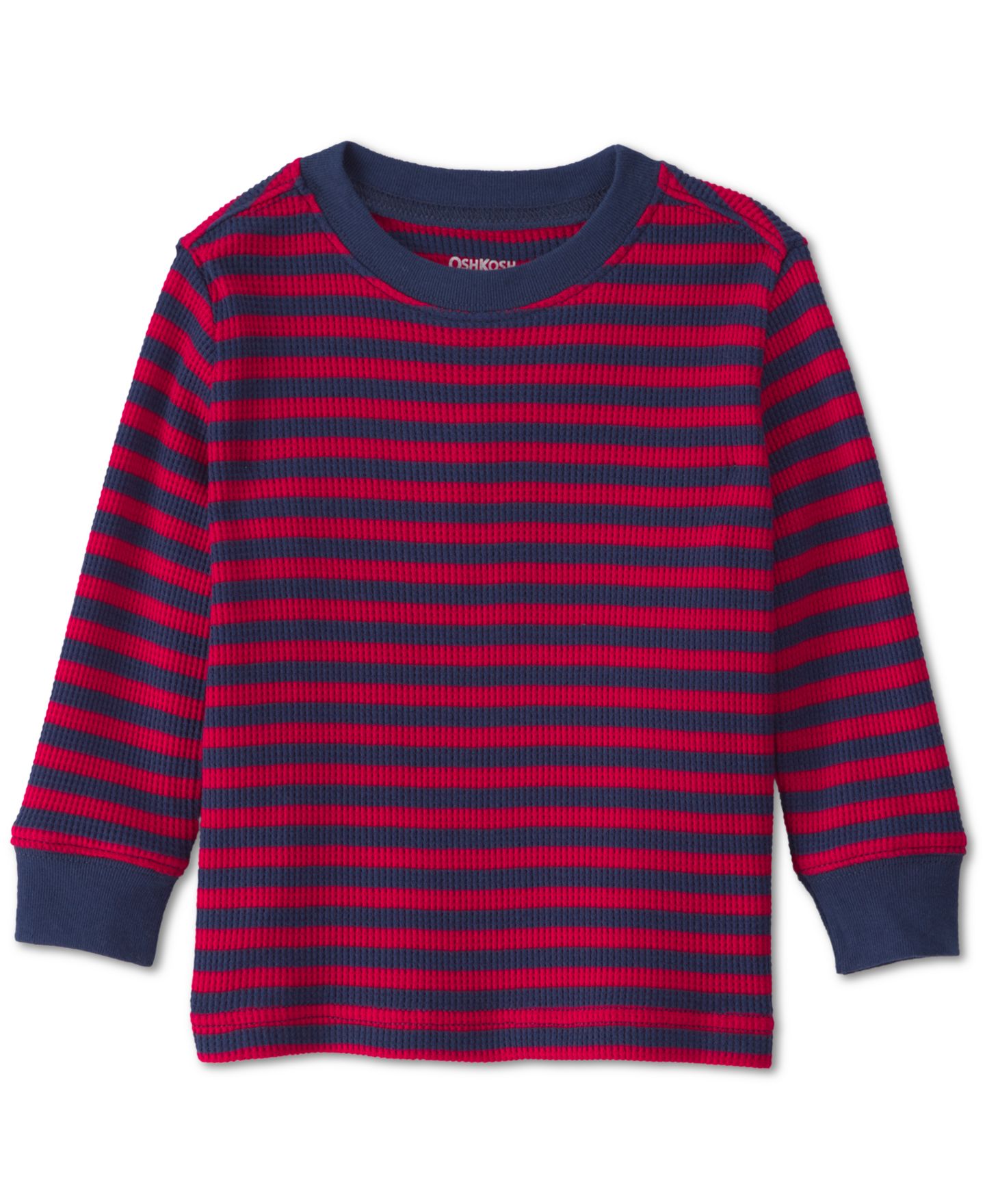 Детский комплект Oshkosh B'Gosh для малыша: полосатый термо-топ и твиловый полукомбинезон, цвет: Синий / Красный — фото 3