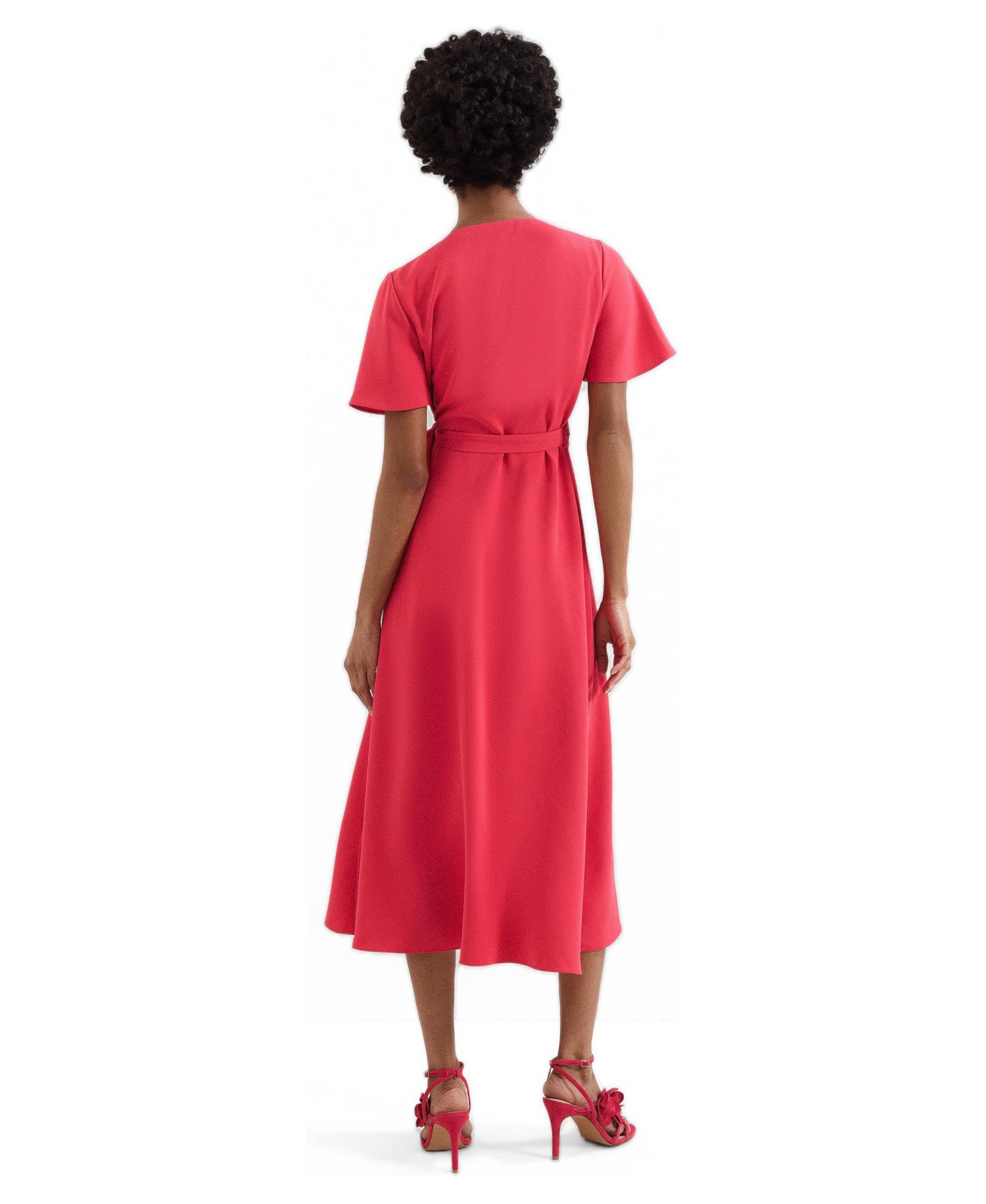 Women's Julissa V-Neck Short-Sleeve Asymmetric-Hem Midi Dress