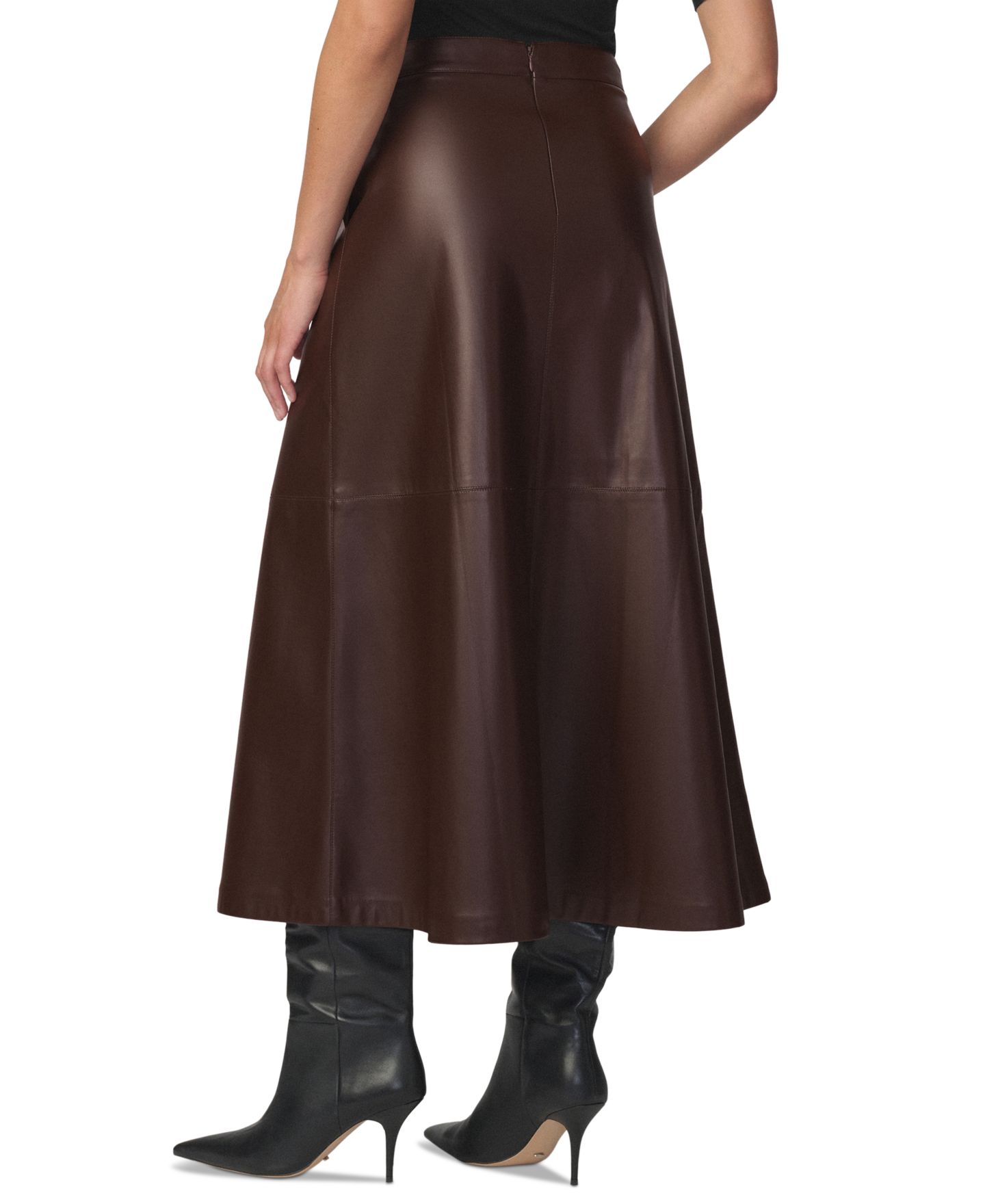 Женская юбка Joe's Jeans Tavi High-Waisted Faux-Leather Midi, цвет: Тёмный шоколадный — фото 5
