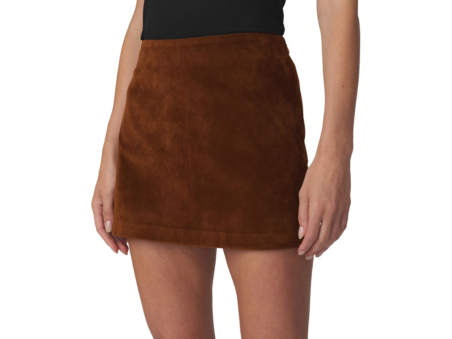 Женская юбка Macy's Faux Suede A-Line Mini, цвет: Каштановый — фото 4