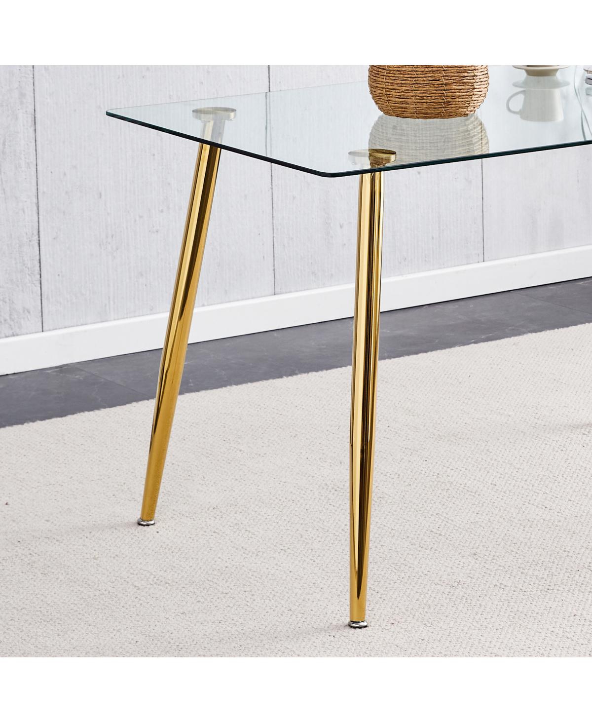 Streamdale Furniture Modern Minimalist Rectangular Glass Dining Table, 51" x 31" x 30