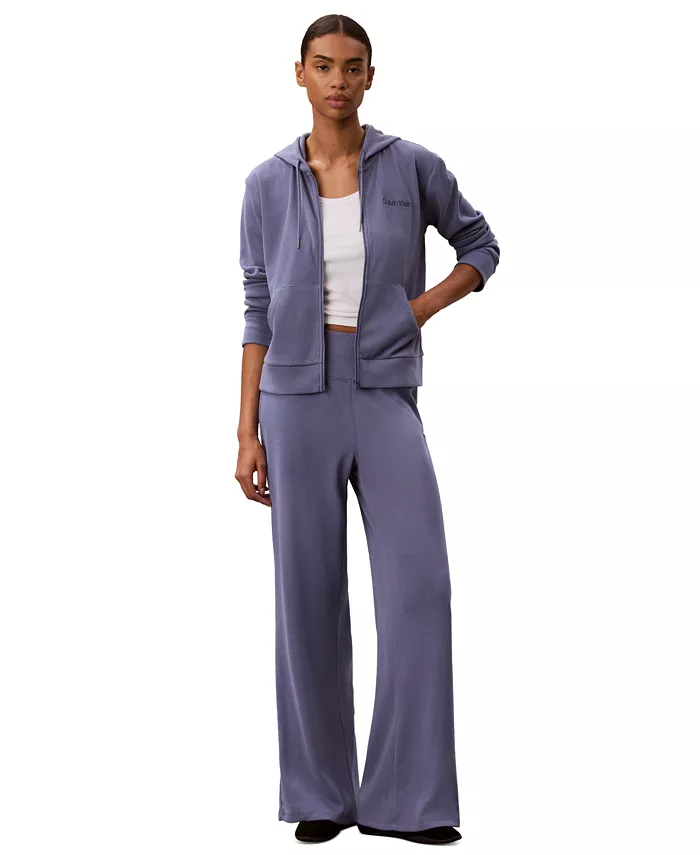Women's Pull-On Waffle-Knit Relaxed-Fit Straight-Leg Pants - thumbnail 7