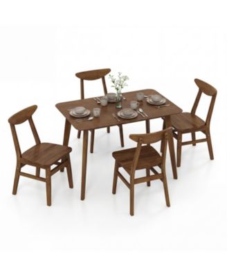 5 Piece Solid Wood Dining Table Set Mid Century Kitchen Table and Chairs Set for 4