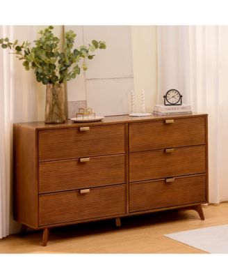 Linea Tambour 6 Drawer Dresser with Brass Pull