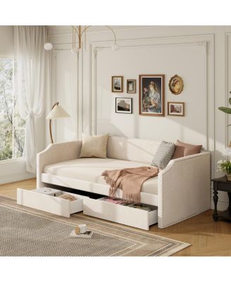   Velvet Upholstered Daybed with 2 Drawers