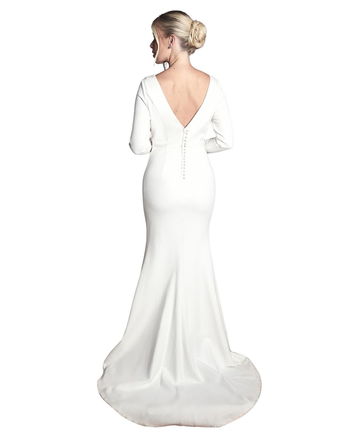 Women's Slash Neck Long-Sleeve Puddle Wedding Dress