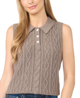 Women's Cable-Knit Collared Vest