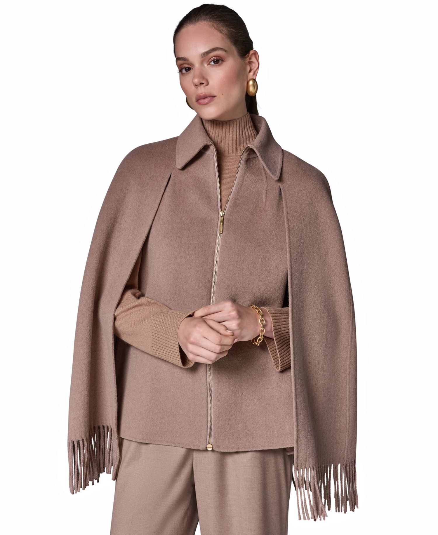 Women's Fringe Wool-Blend Cape Coat