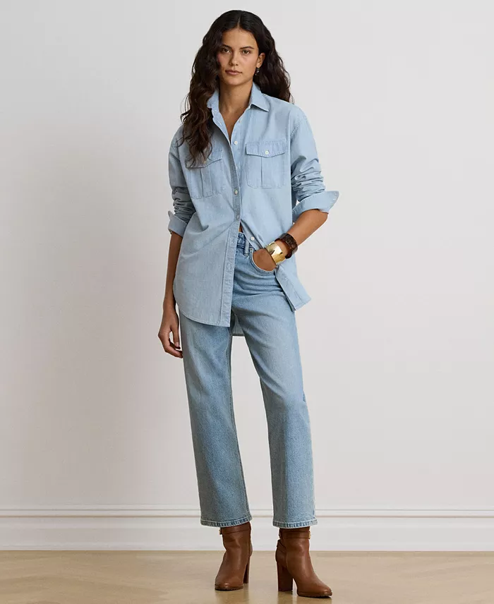 Women's Chambray Button-Up Long-Sleeve Shirt - thumbnail 2