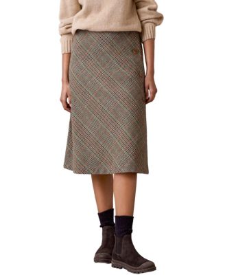 Women's Plaid Wrap Midi A-Line Skirt