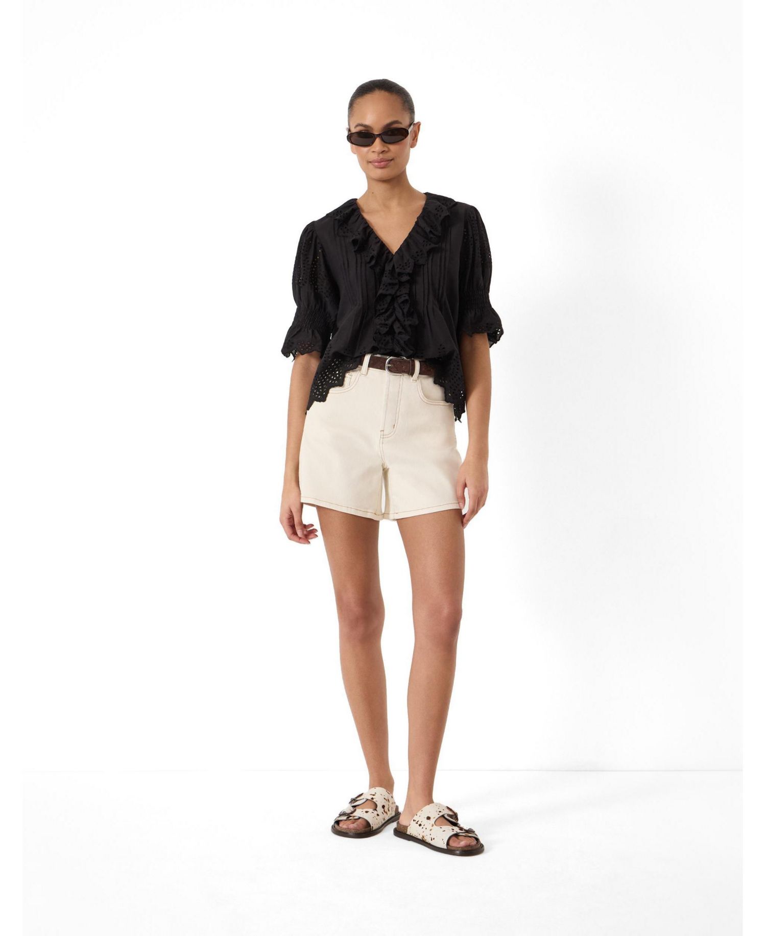 Women's Koa Short-Sleeve V-Neck Ruffle Blouse