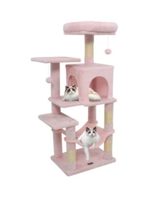 44 Inch Multi-Level Cat Tower with Roomy 2-Door Cat Condo