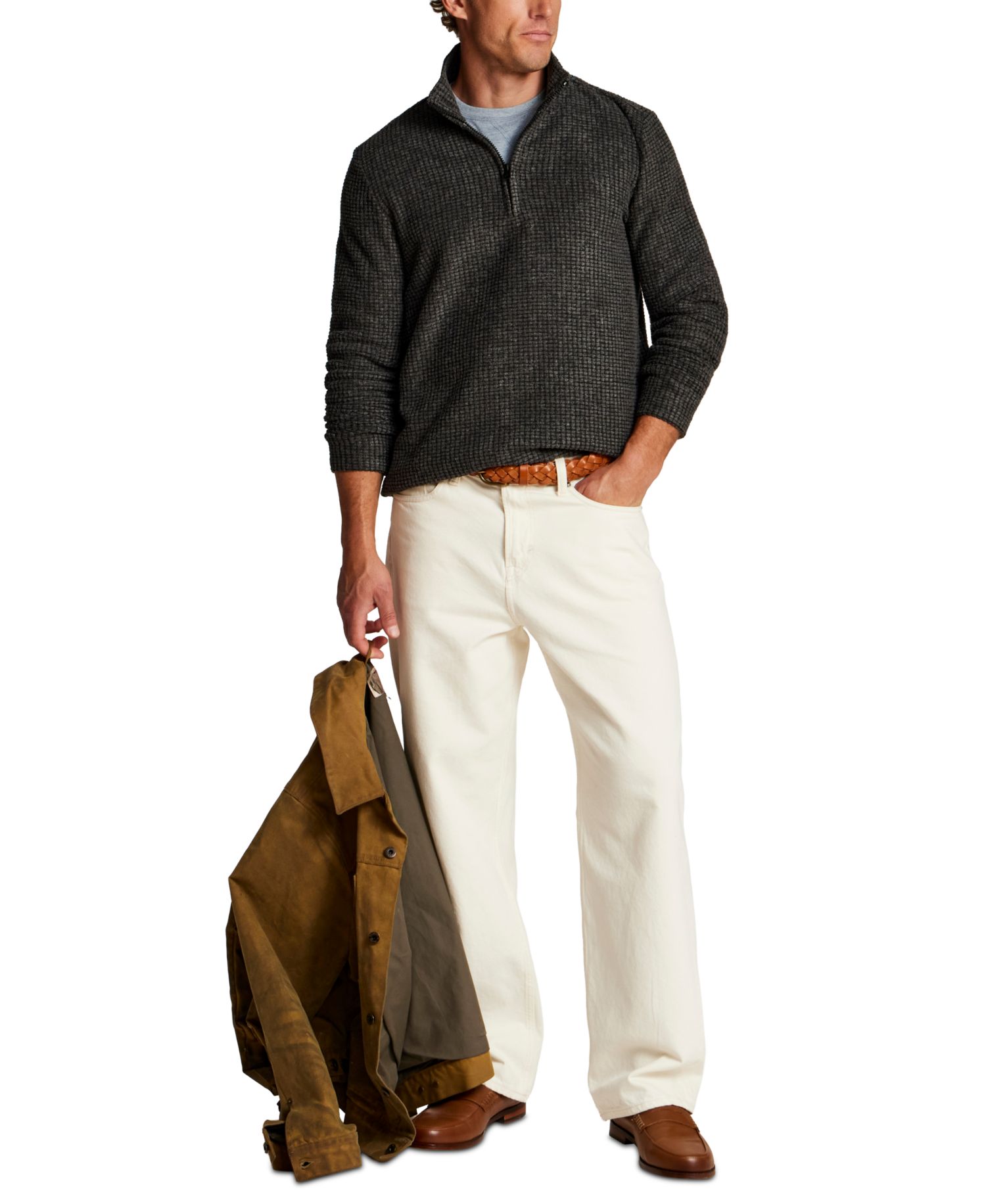 Men's Terry Grid Fleece Quarter-Zip Sweater