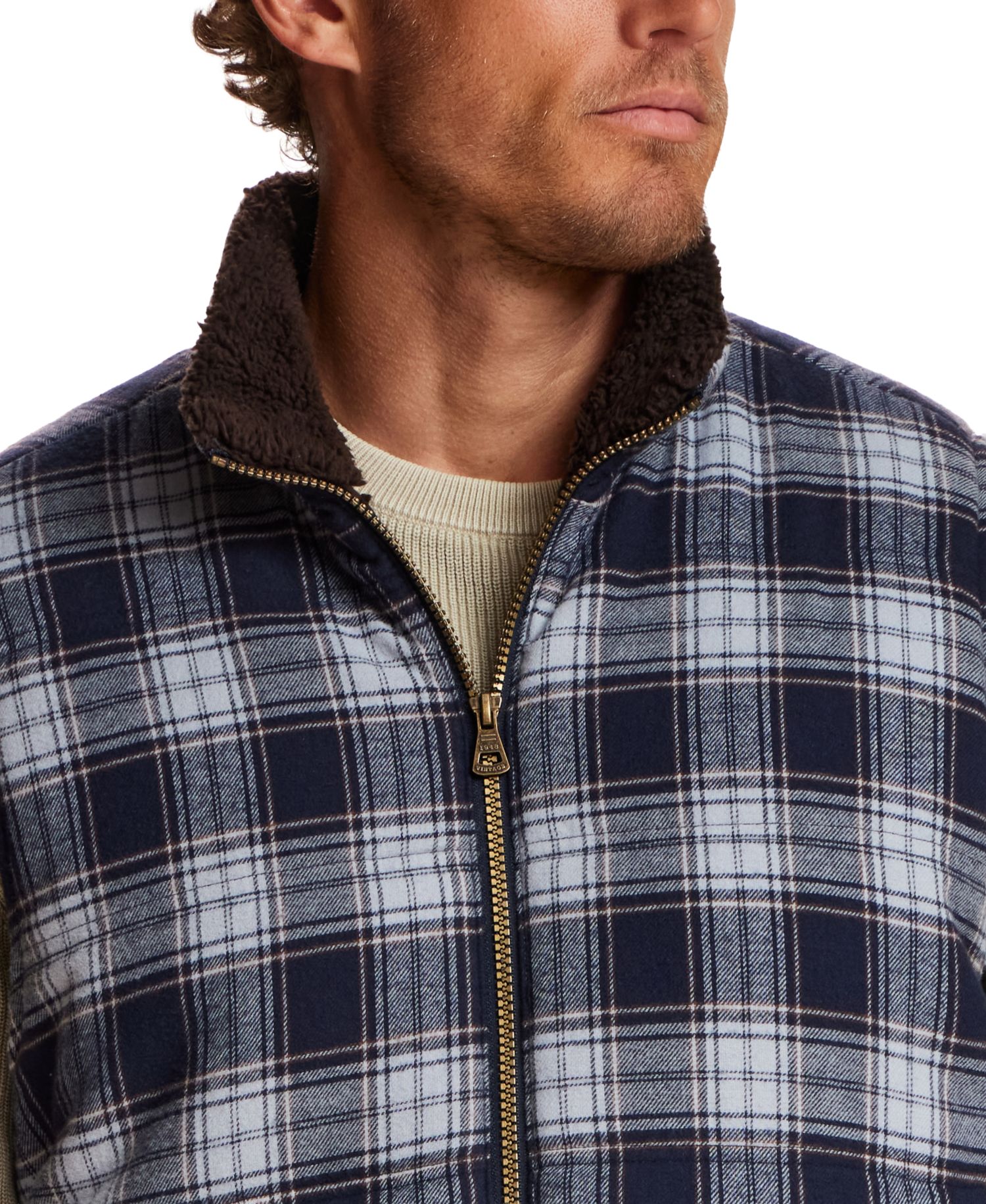 Men's Sherpa Plaid Flannel Vest
