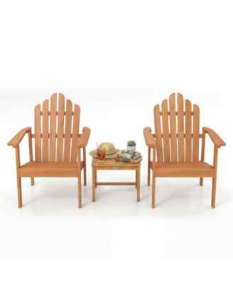 Stackable Adirondack Chair Set of 2 withSide Table and Built-in Backrests Armrests