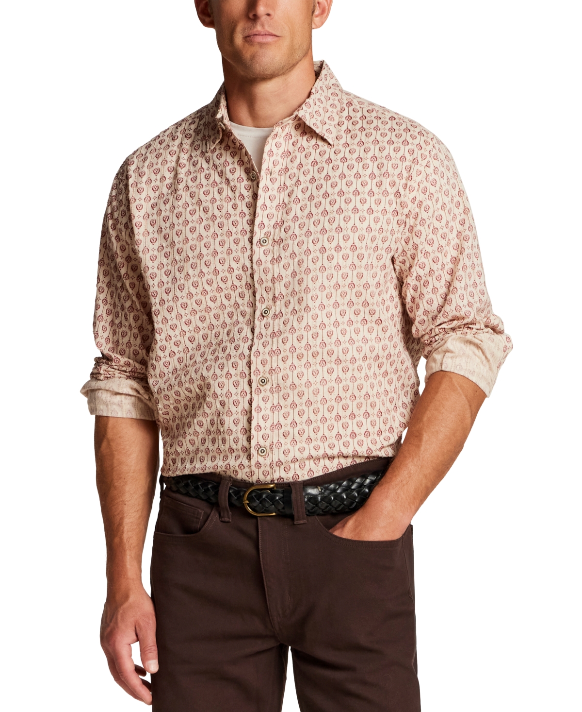 Weatherproof Vintage Men's Dobby Motif Holiday Print Shirt