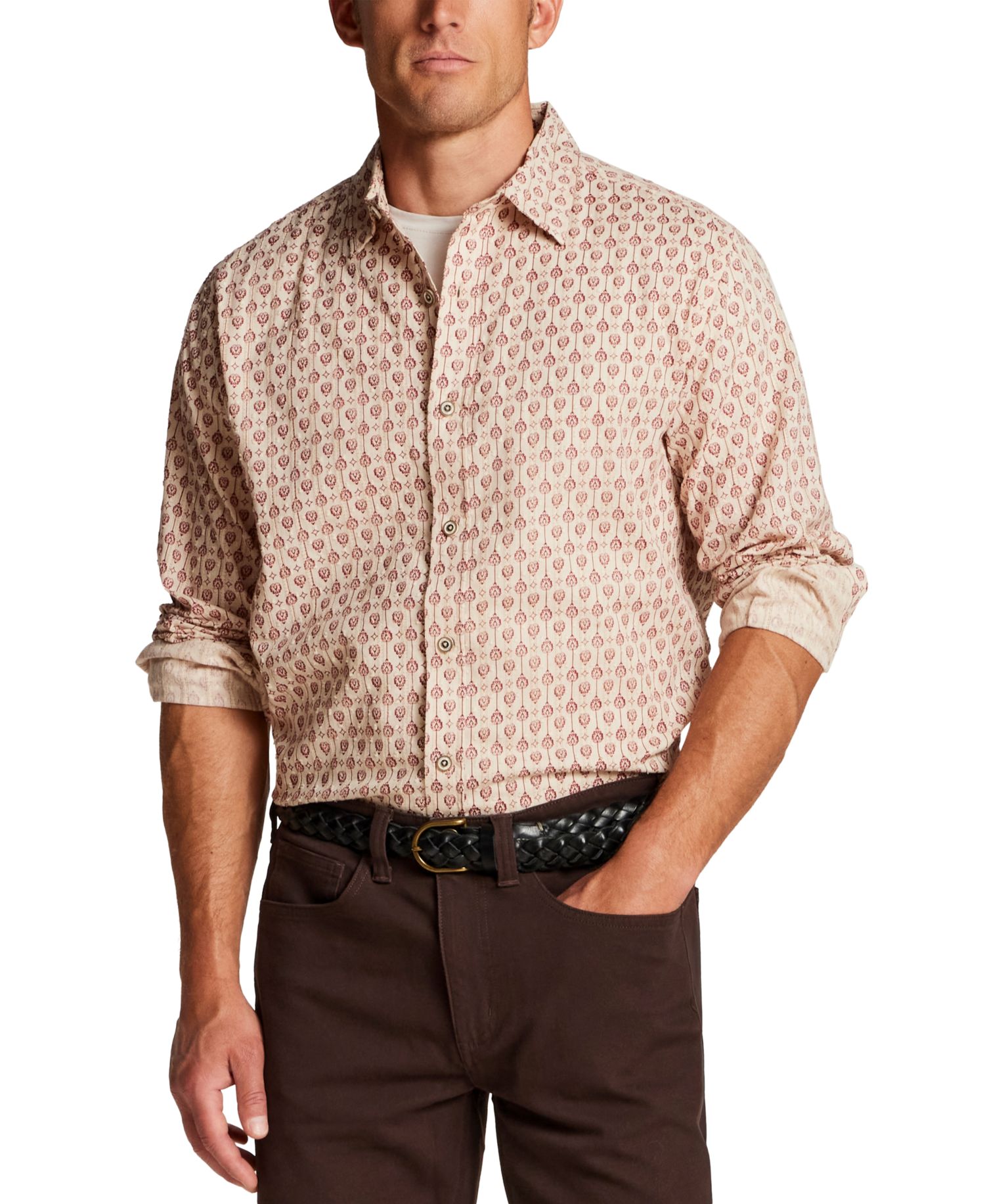 Men's Dobby Motif Holiday Print Shirt