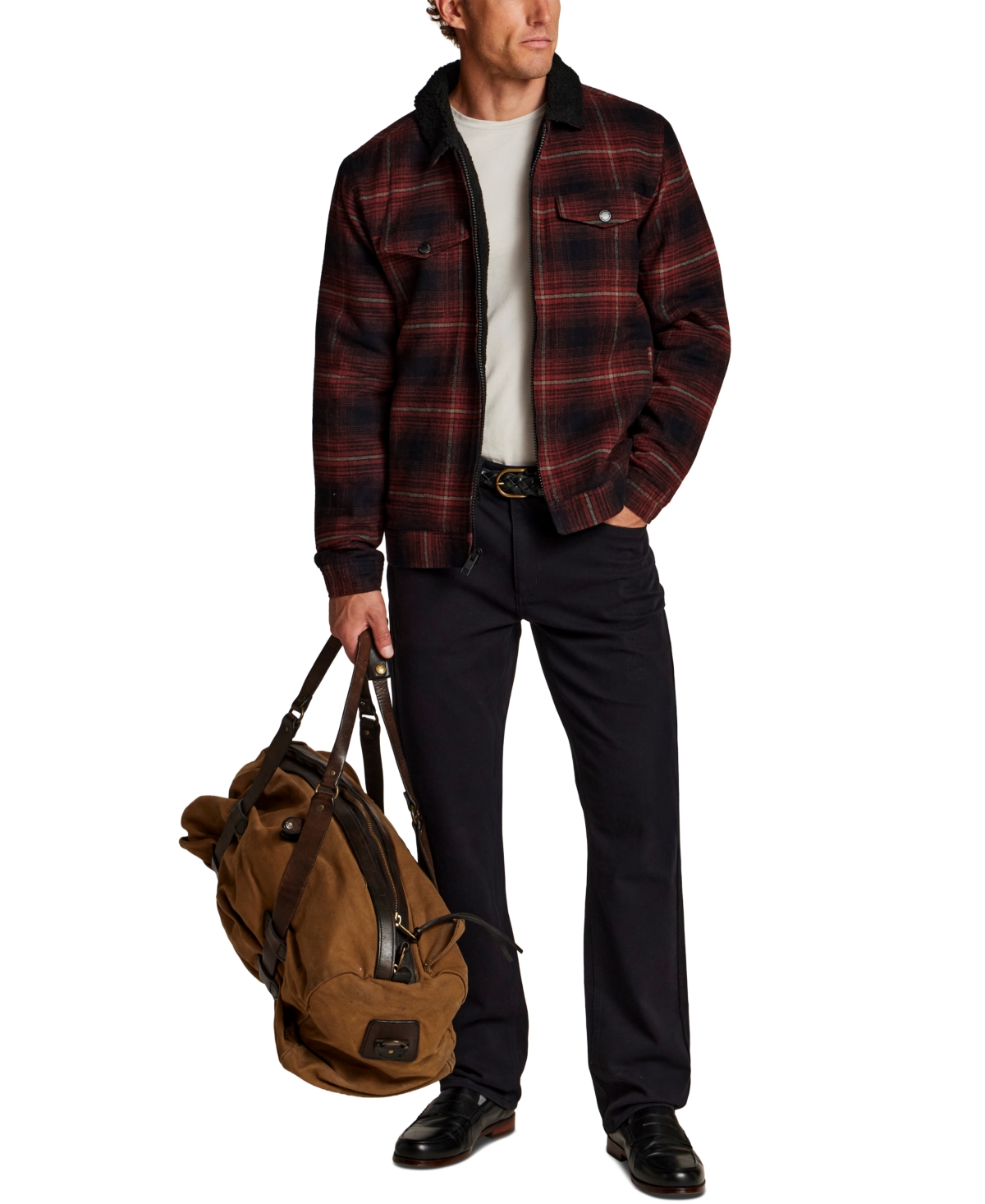 Weatherproof Vintage Men's Berber Lined Flannel Trucker Jacket