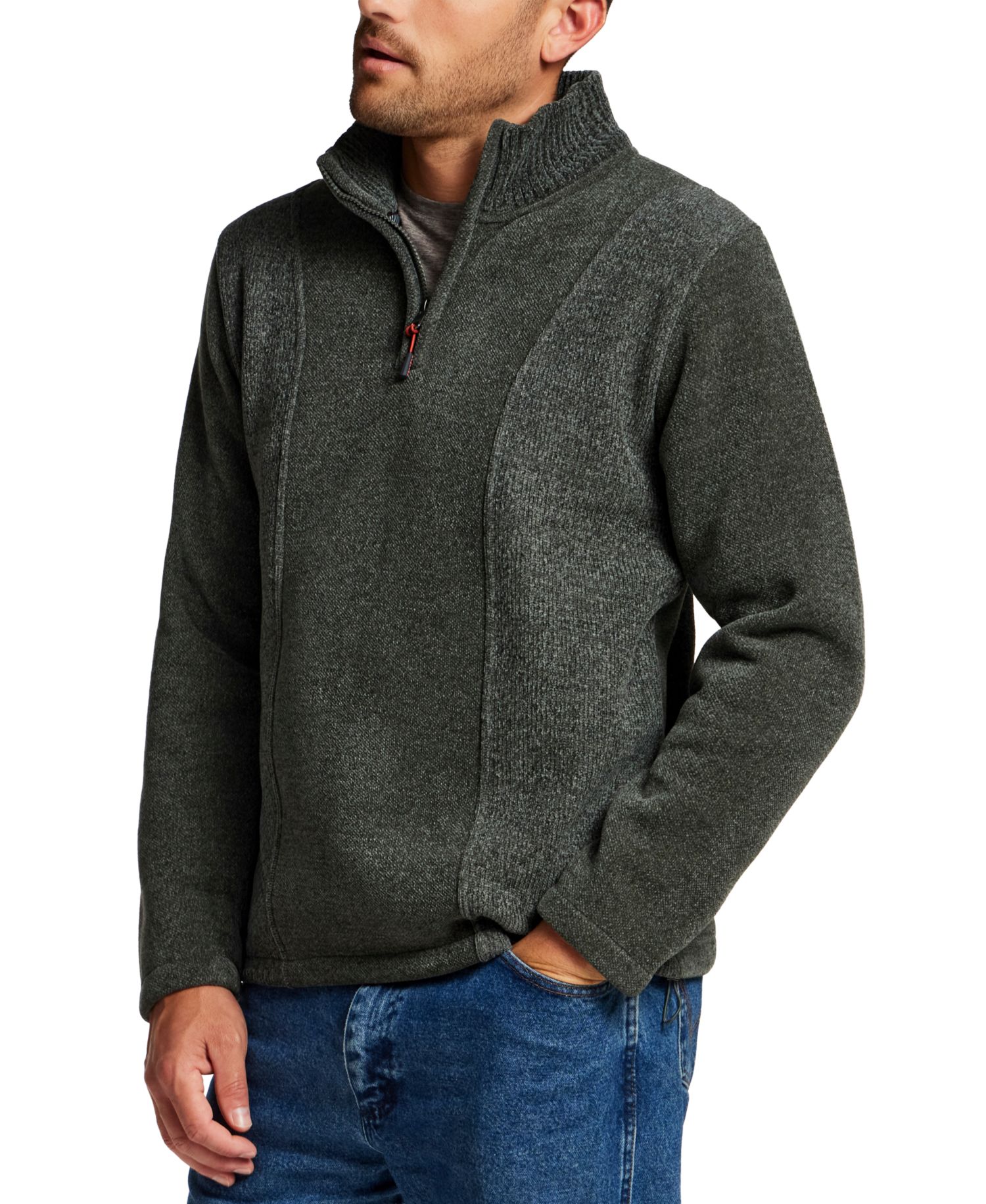 Men's Chenille Elastic Drawcord Quarter-Zip Sweater