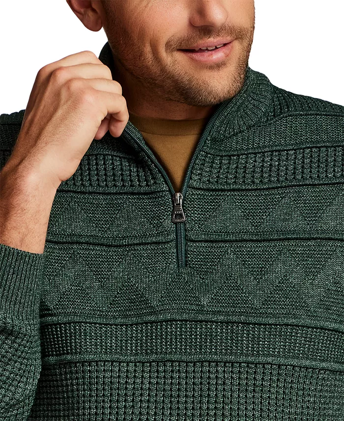 Men's Textured Zig Zag Yoke Quarter-Zip Sweater - thumbnail 10