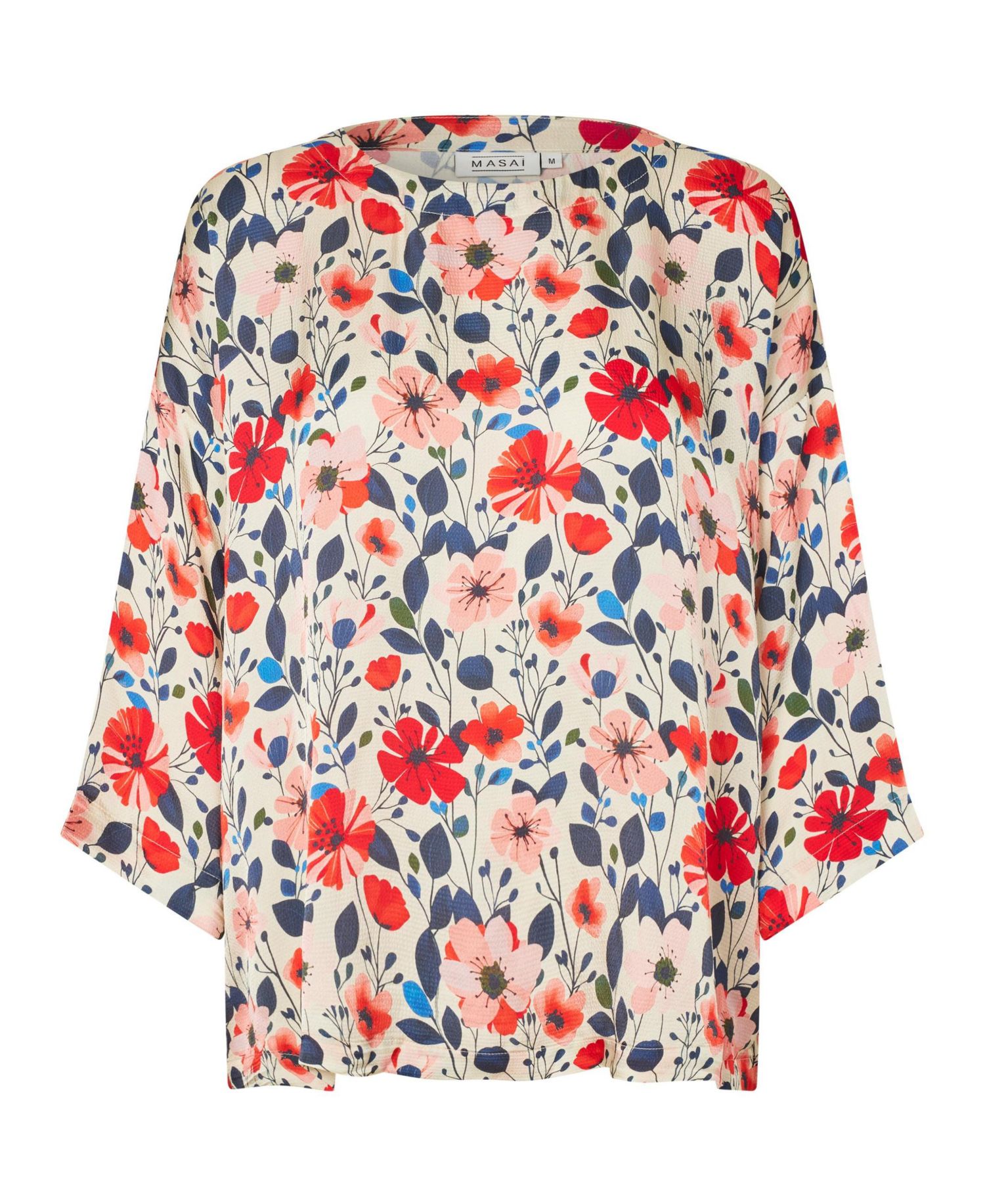 Women's Floral 3/4-Sleeve Relaxed Tunic Blouse