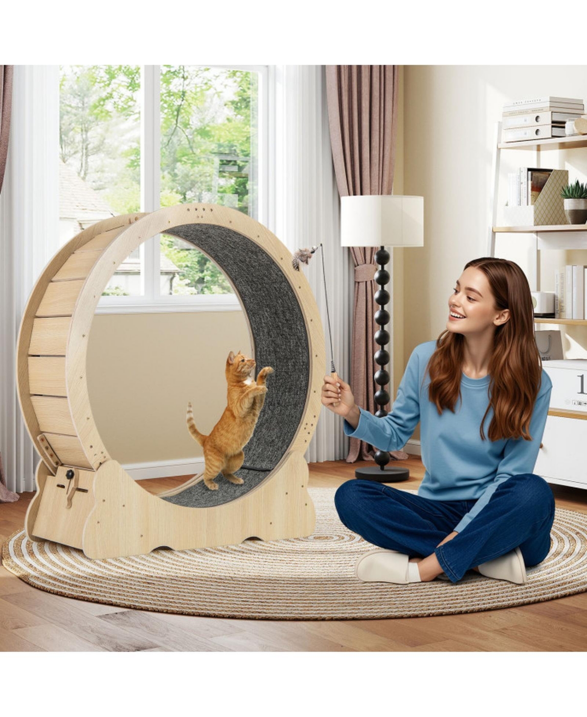 Hongge Cat Exercise Wheel with Carpeted Running Surface, 40 Inch