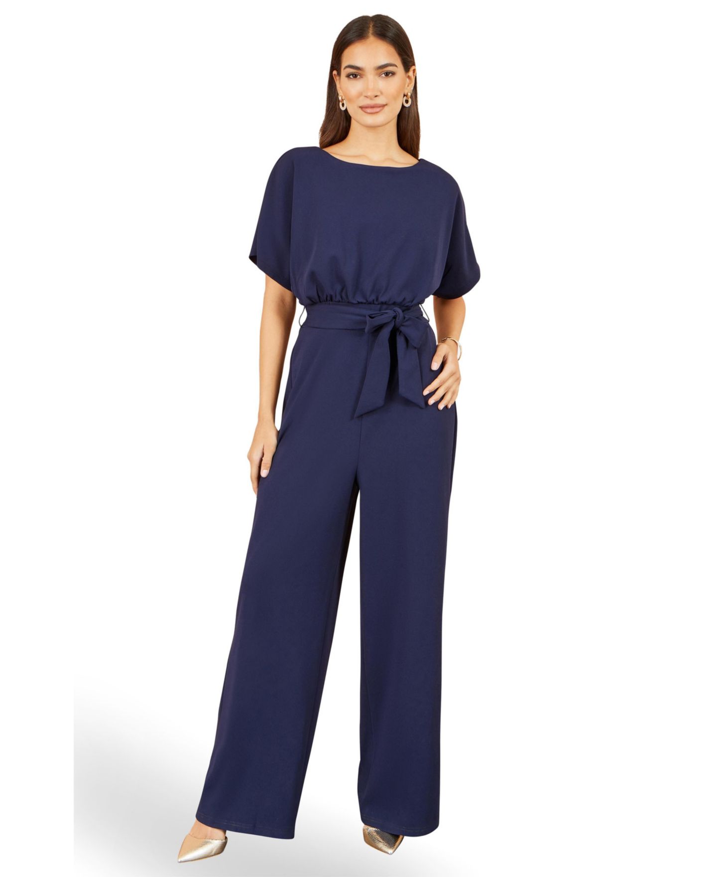 Женский комбинезон Yumi Batwing Stretch Wide-Leg Jumpsuit, цвет: Тёмно-синий — фото 2