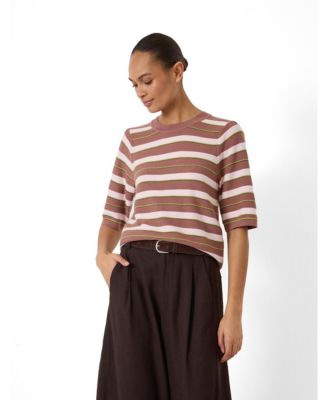 Women's Gathered Shoulder Stripe T-Shirt