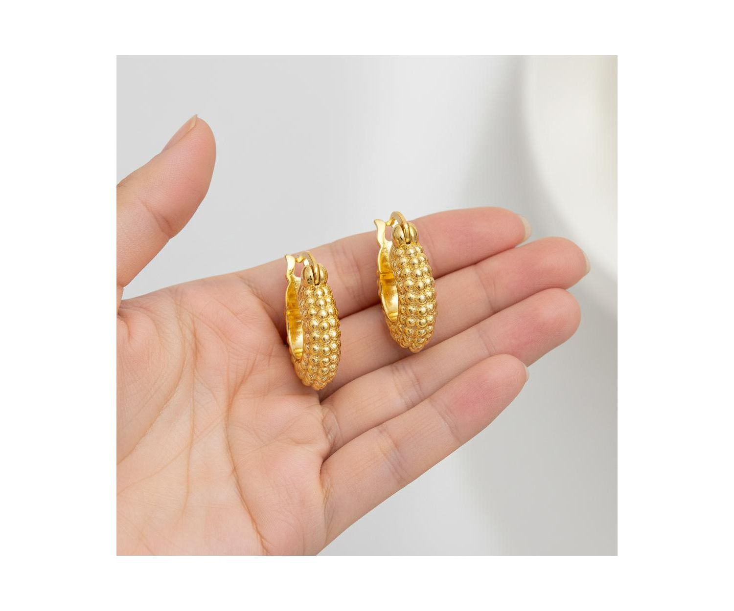 Dainty 14K Gold Plated Extra Mini Bead Hoop Earrings