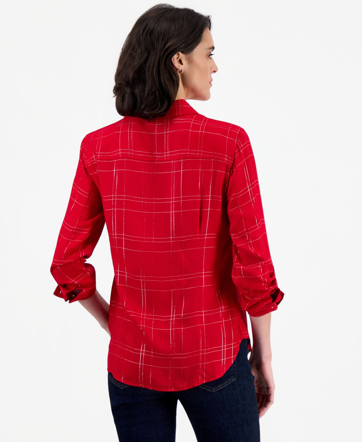 Women's Dunbar Plaid Roll-Tab Blouse