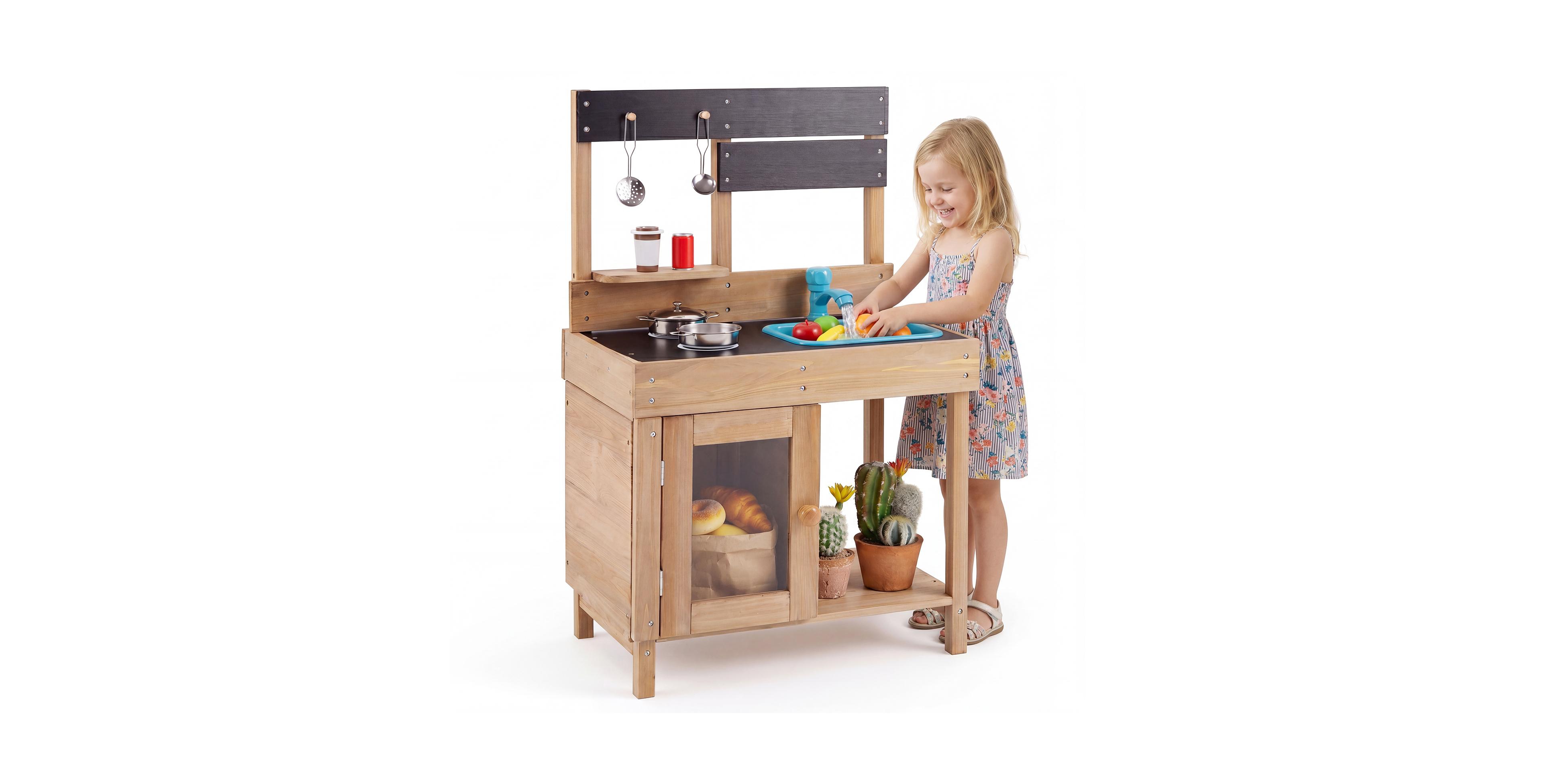 Gymax Outdoor Wooden Mud Kitchen, Ages 3+