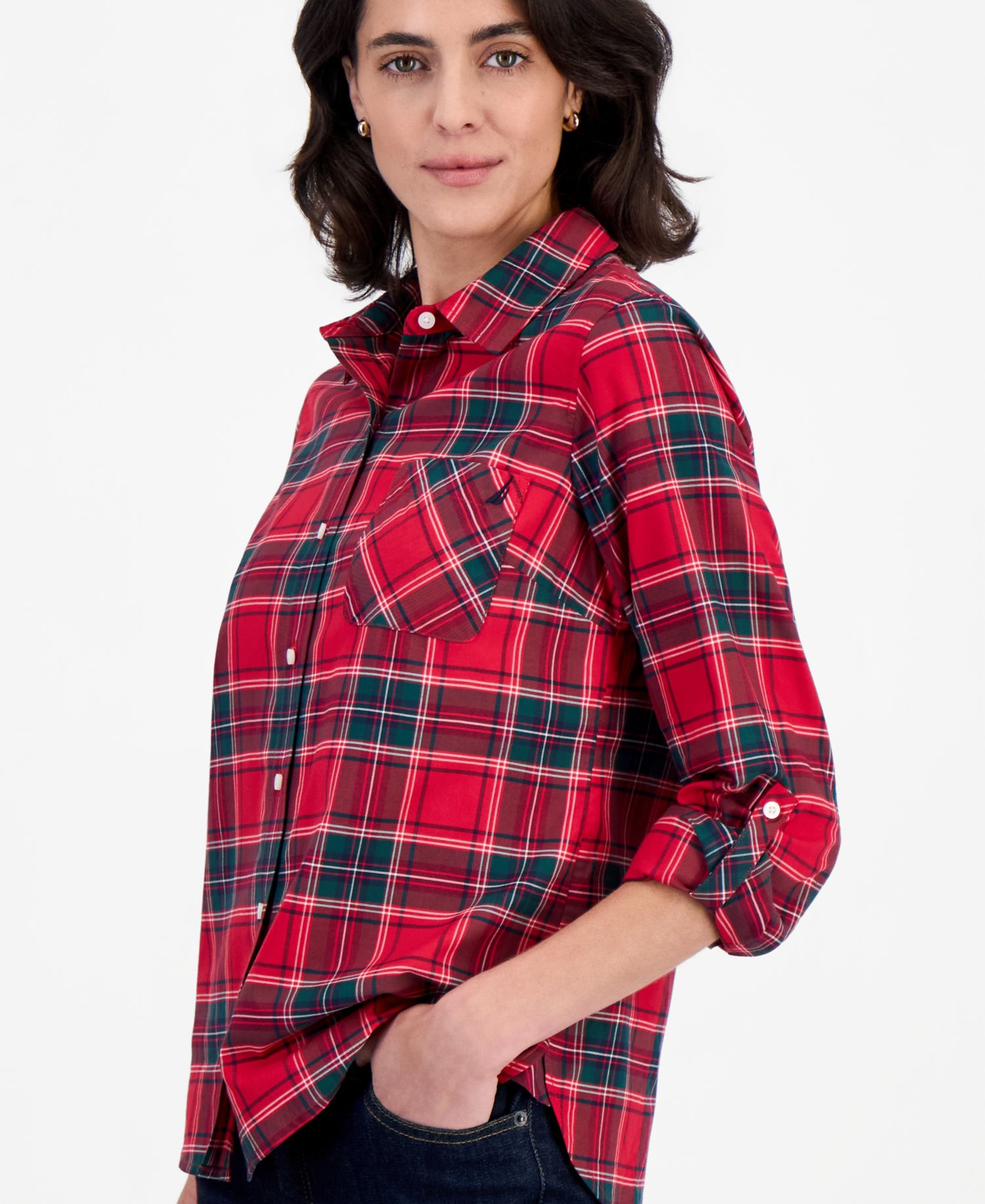 Women's Tartan Roll-Tab Shirt