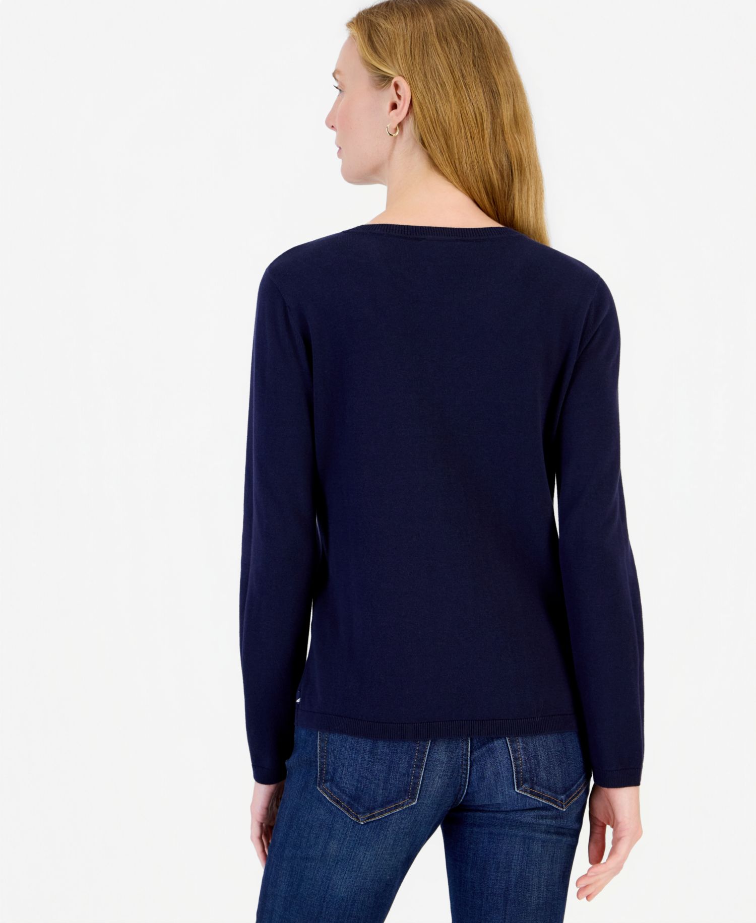 Women's Bow Jacquard Crewneck Holiday Sweater