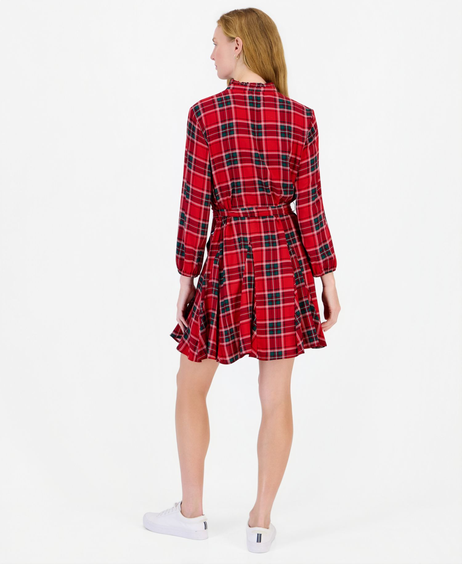 Women's Tartan-Print Fit-and-Flare Shirtdress