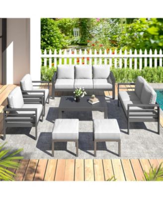 Aluminum Patio Furniture Set Outdoor Sectional Sofa Conversation Coffee Table