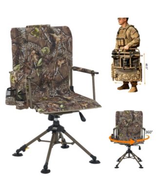 Leaf Camouflage 360degree(s) Swivel Folding Hunting and Outdoor Lounge Chair with Carrying Strap, Silent Blind Seat