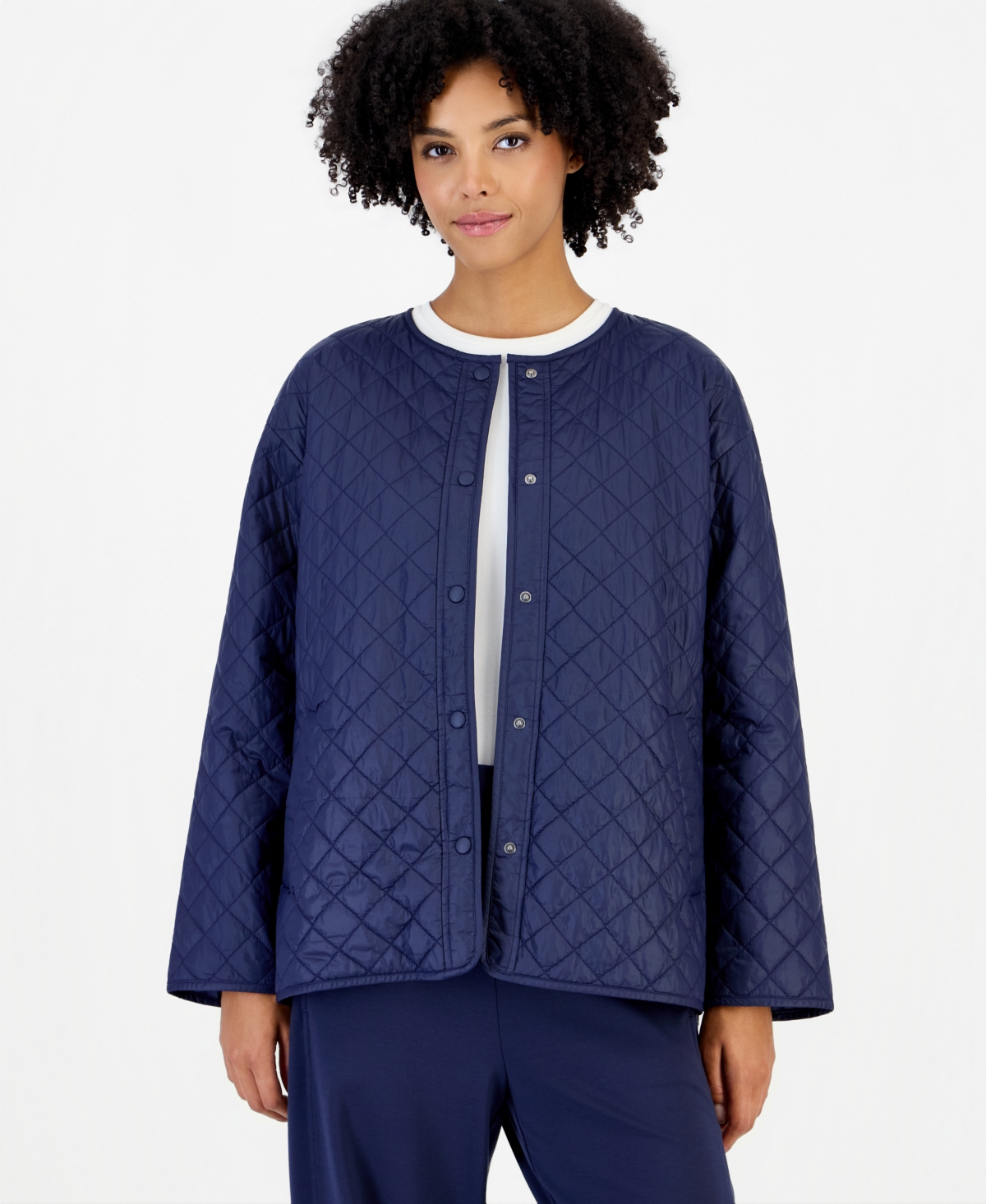 Eileen Fisher Women's Lightweight Quilted Short Nylon Coat