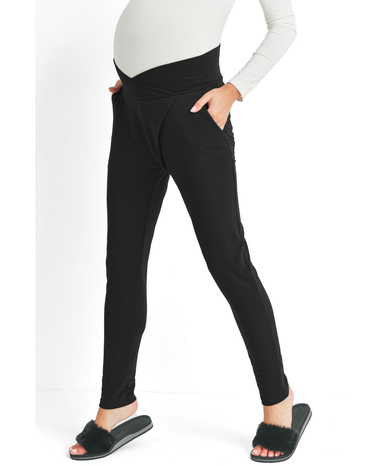 Maternity Pull-On Under-Bump Jogger Pants with Pockets