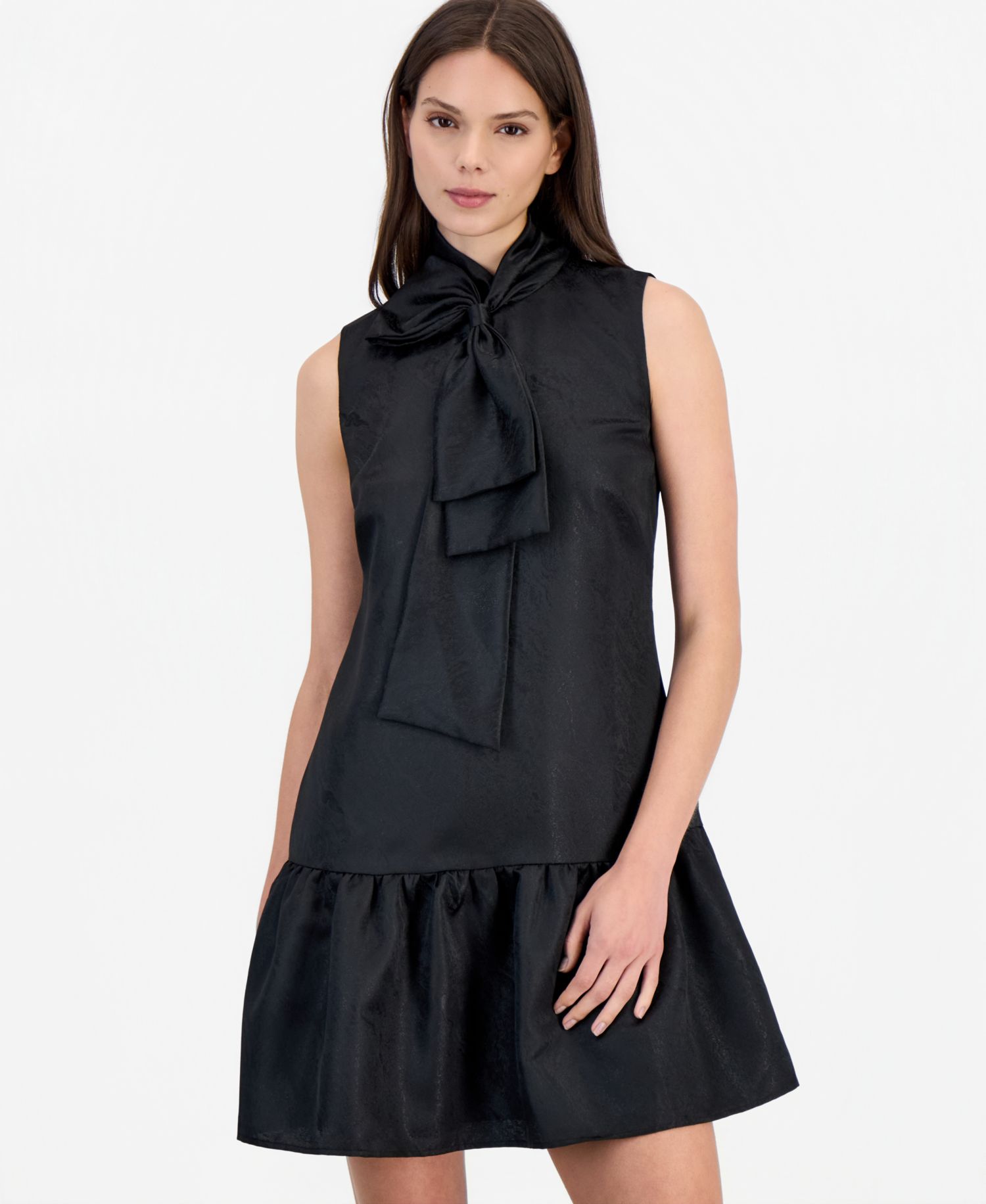 Women's Bow Neck Tiered Mini Dress