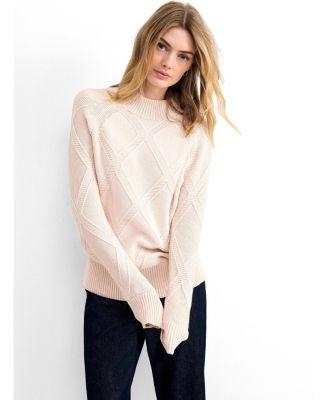 Women's Tara Mock-Neck Diamond Cable Knit Jumper