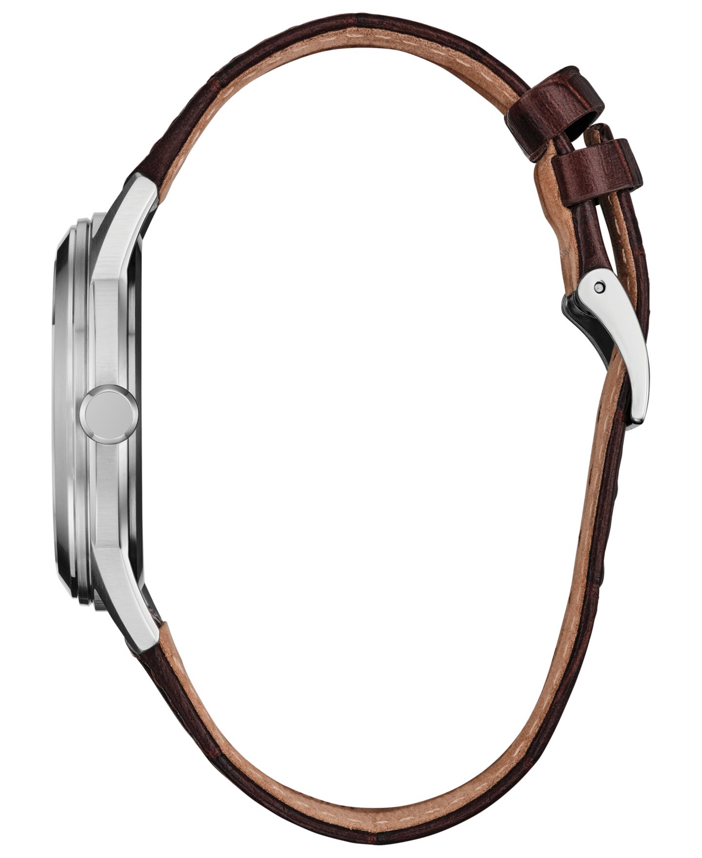Мужские часы Citizen Rolan White Dial Brown Leather Strap Watch 37mm — фото 2