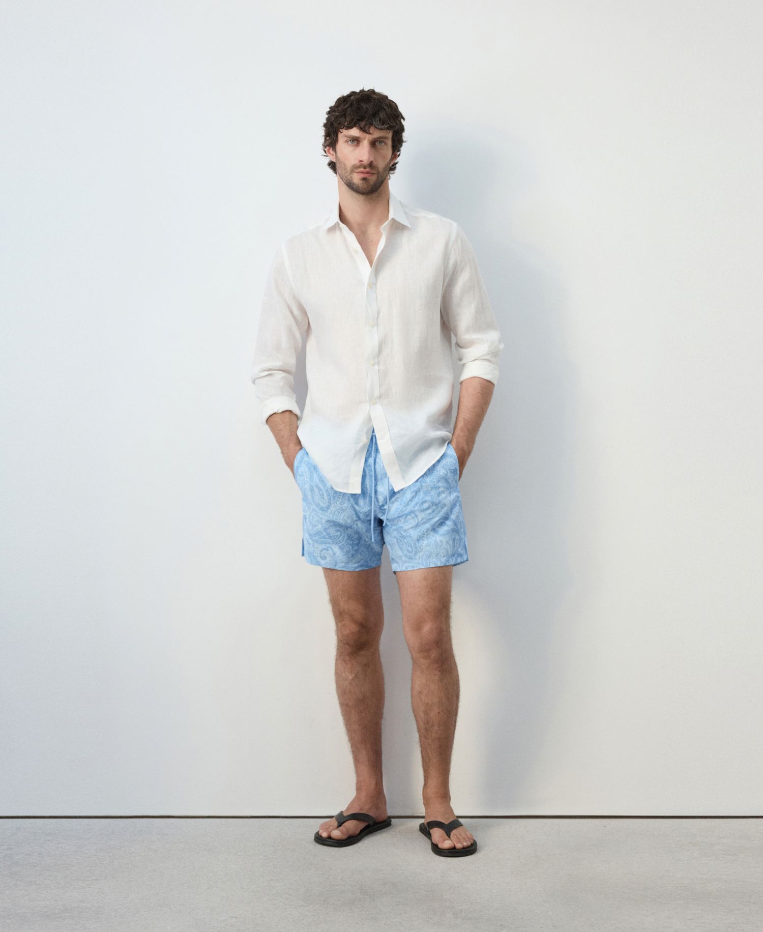 Men's Drawstring Printed Swimsuit