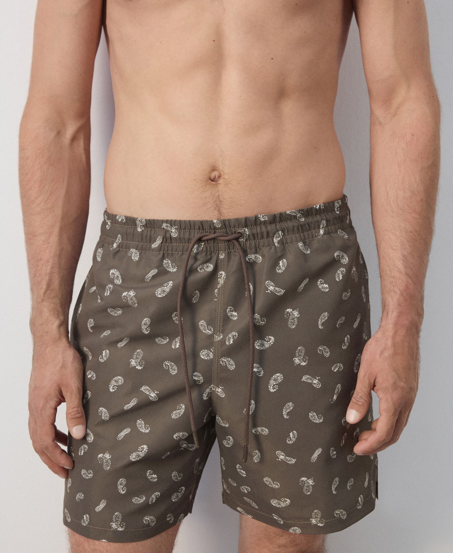 Men's Drawstring Printed Swimsuit