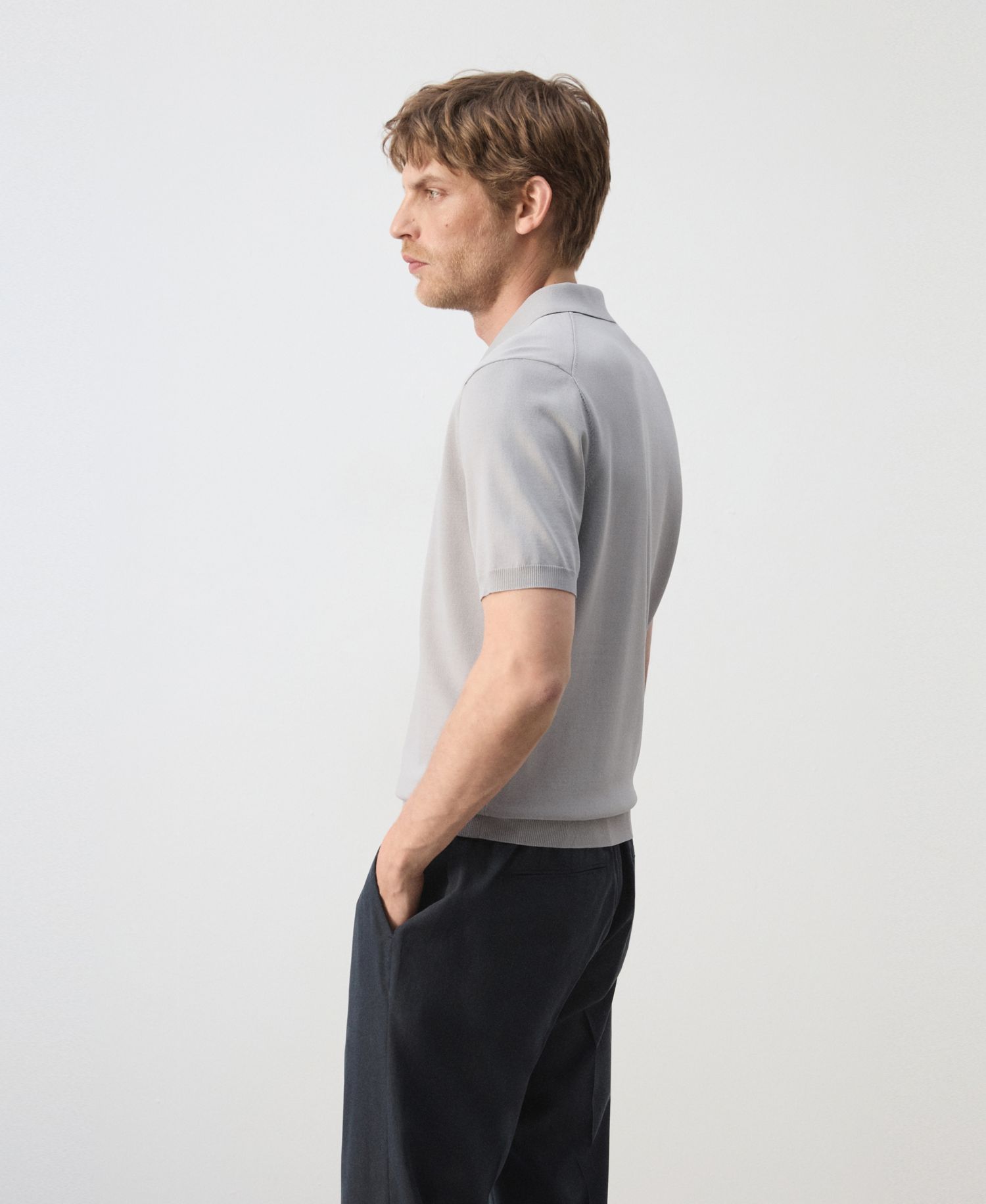 Men's Knitted Zip Polo Shirt