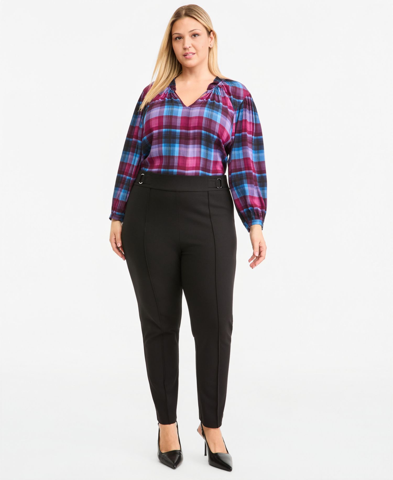 Plus Size Slim-Leg Pull-On Ankle Pants