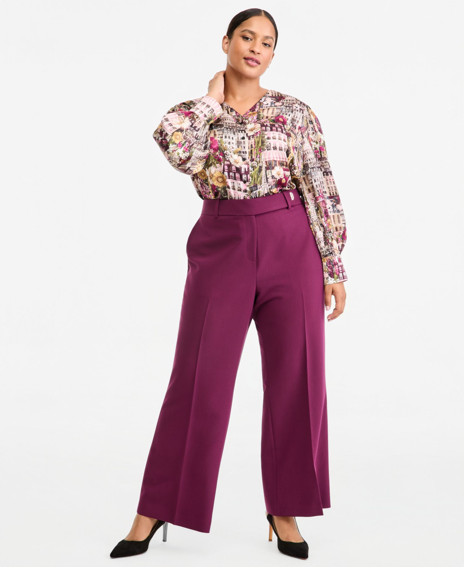 Plus Size Wide-Leg Mid-Rise Woven Pants