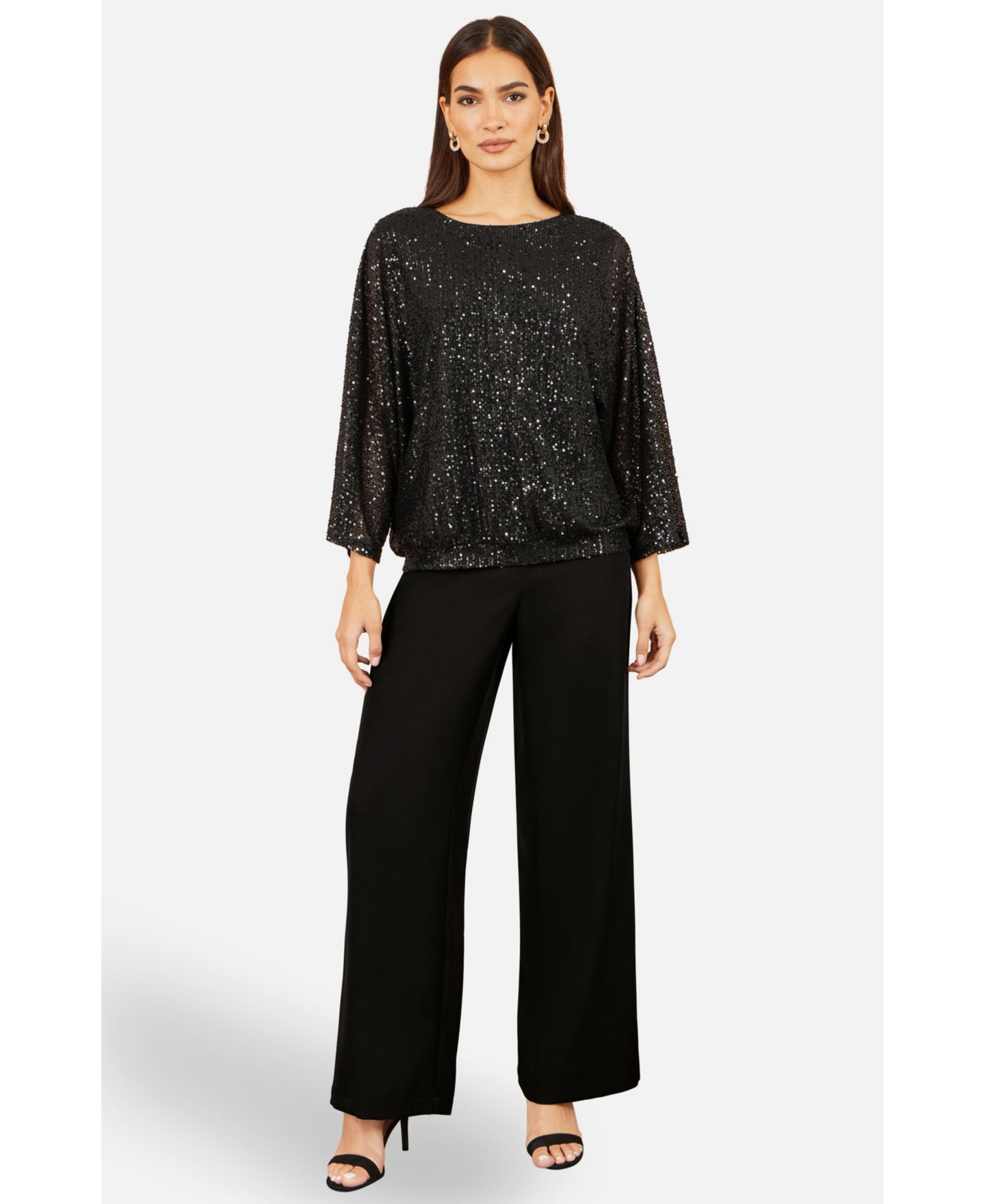 Женский топ Yumi All-Over Sequin Batwing Sleeves, цвет: Чёрный — фото 3