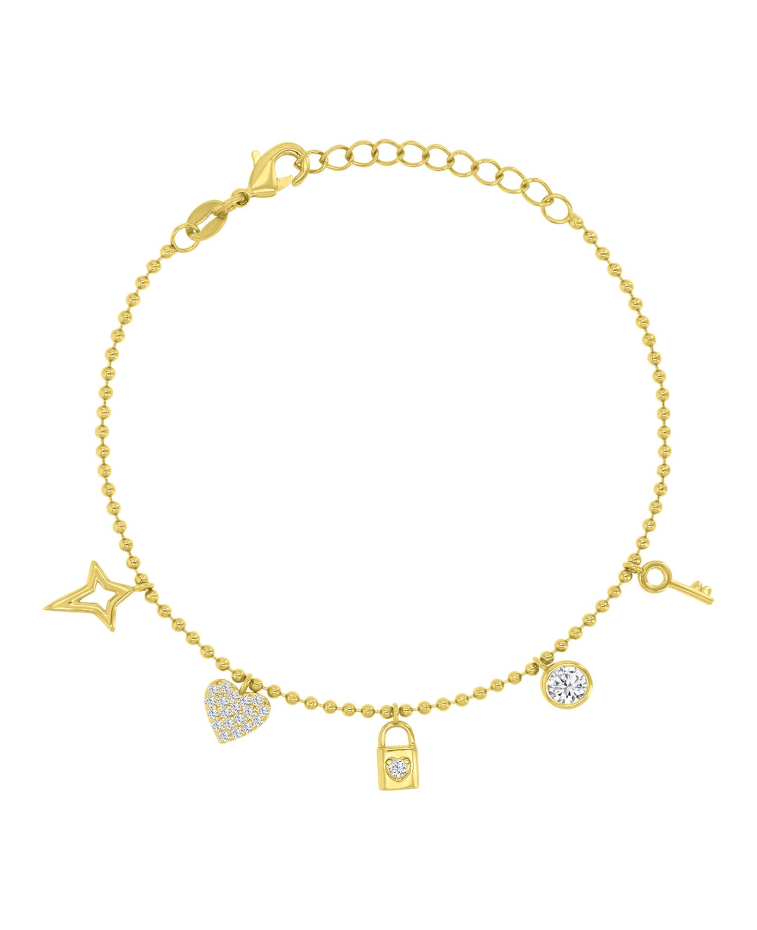 14k Gold Over Sterling Silver Cubic Zirconia Key and Lock Bracelet